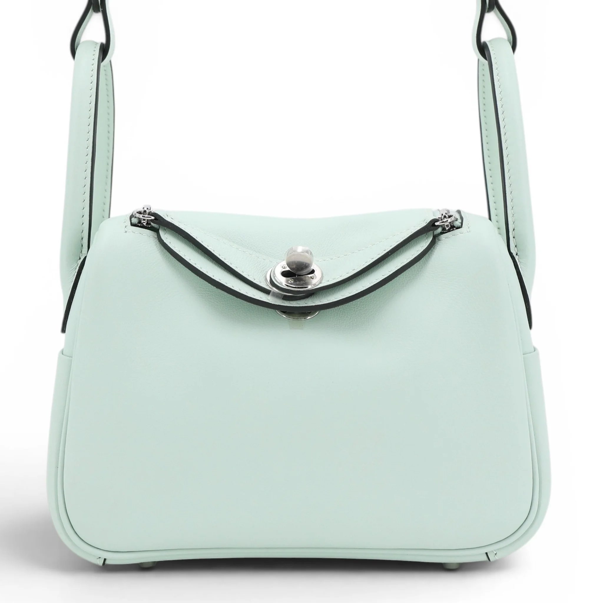 Brand New ( Rank N ) HERMÈS Mini Lindy II Vert Peppermint (N3) Swift Palladium hardware K (2025)