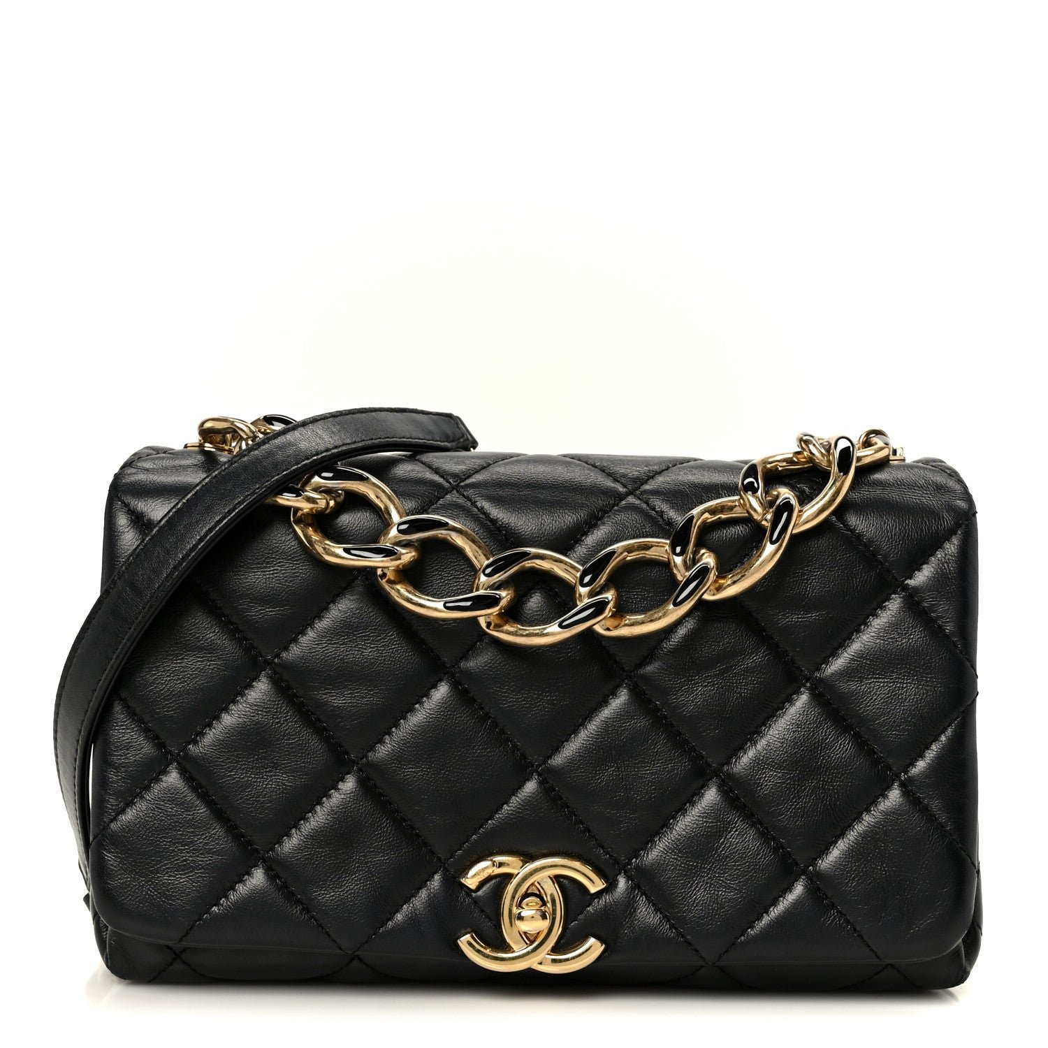 Chanel Lambskin Quilted Medium Color Match Flap Black