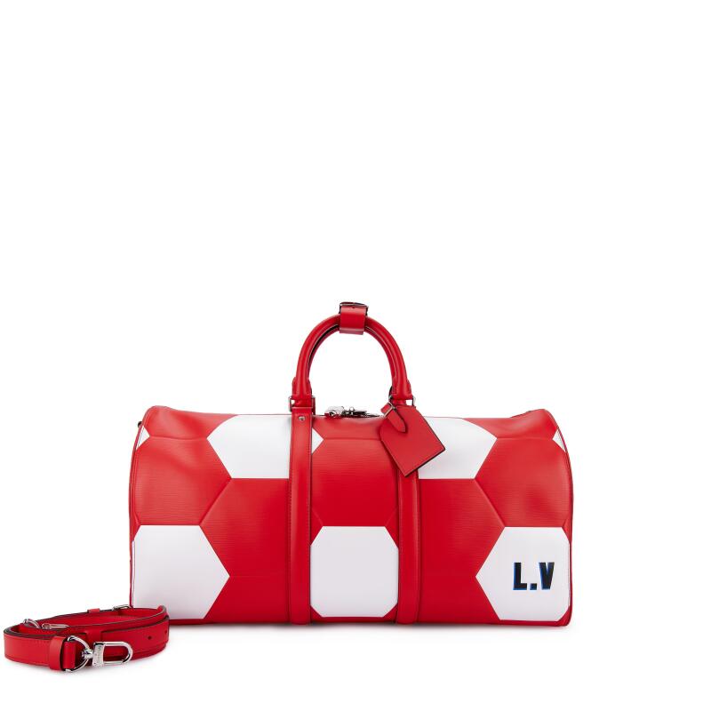Louis Vuitton X FIFA Limited Edition Red Epi and White FIFA World Cup Keepall Bandoulière 50 Silver Hardware, 2018