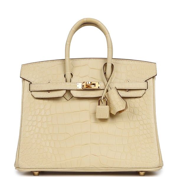 Hermes Birkin 25 Vanille Matte Alligator Gold Hardware