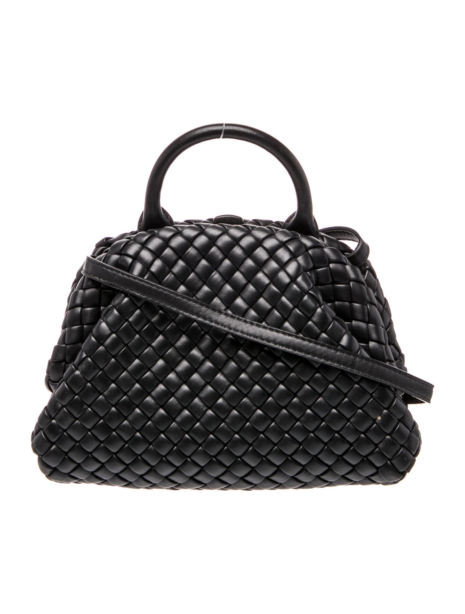 Intrecciato Leather Handle Bag Small