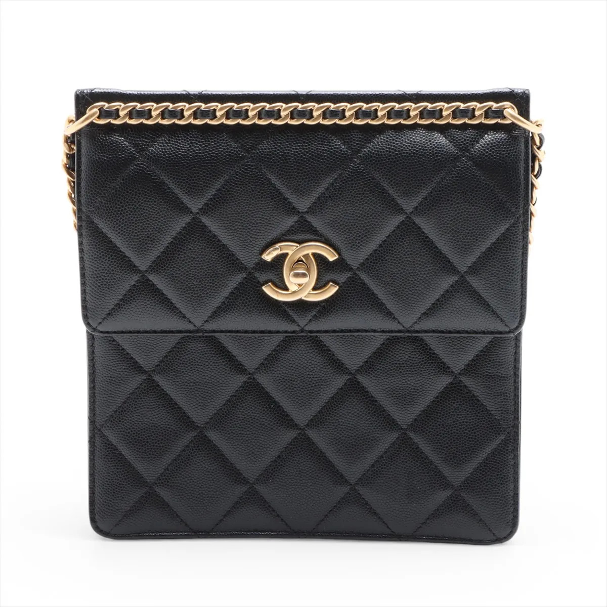 Chanel Matelasse Caviar Skin Chain Backpack Black Gold Metal Fittings random pla