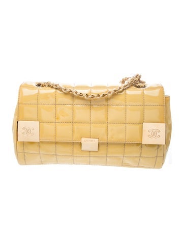 Patent Square Quilt Flap Bag