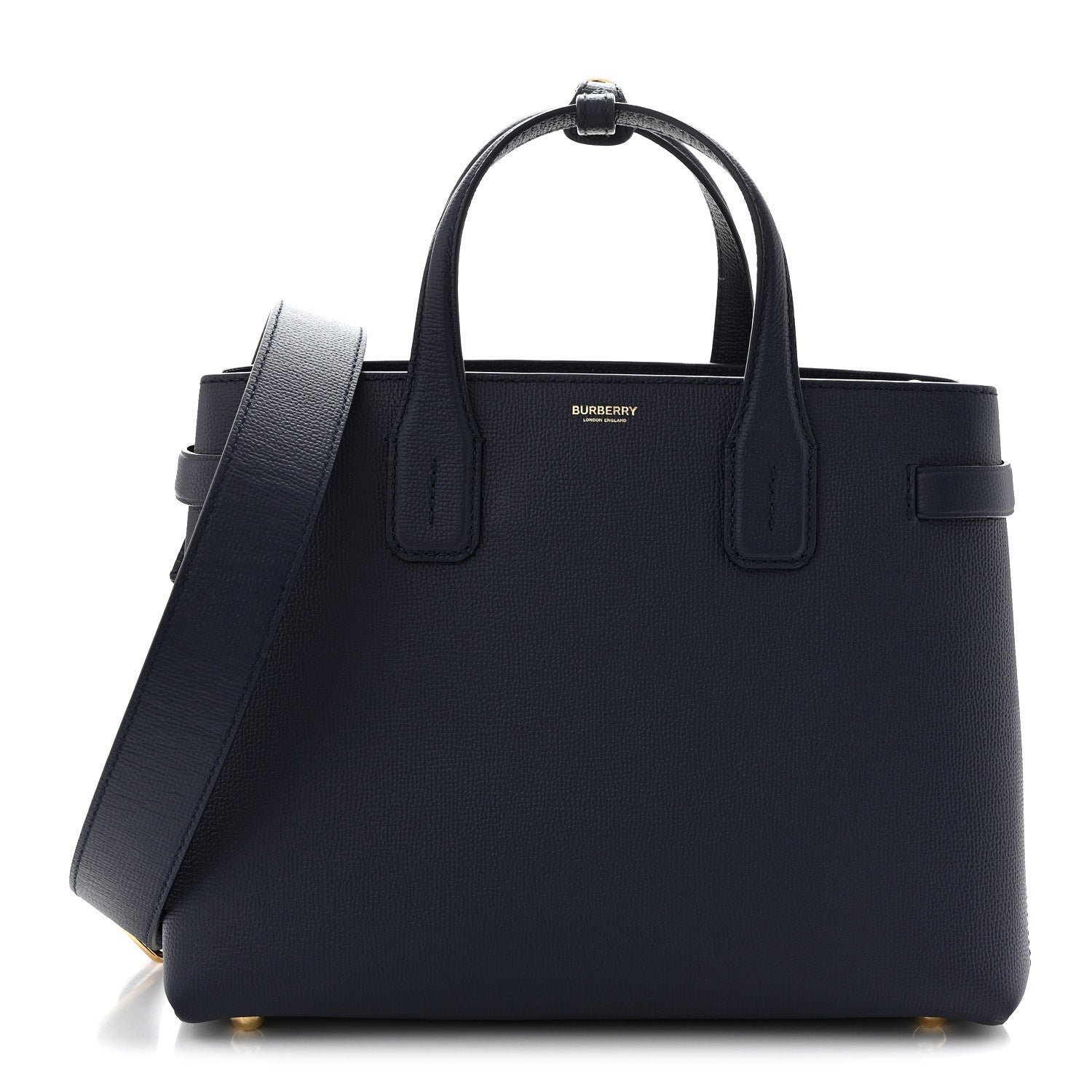 Burberry Derby Calfskin Vintage Check Medium Banner Tote Regency Blue