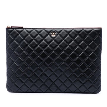 Large Quilted Lambskin O Case Clutch