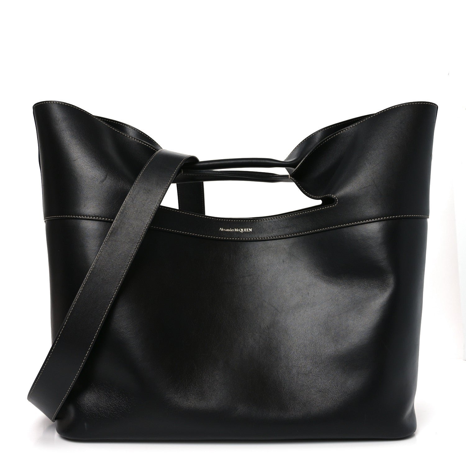 Alexander McQueen Calfskin Large The Bow Bag Black