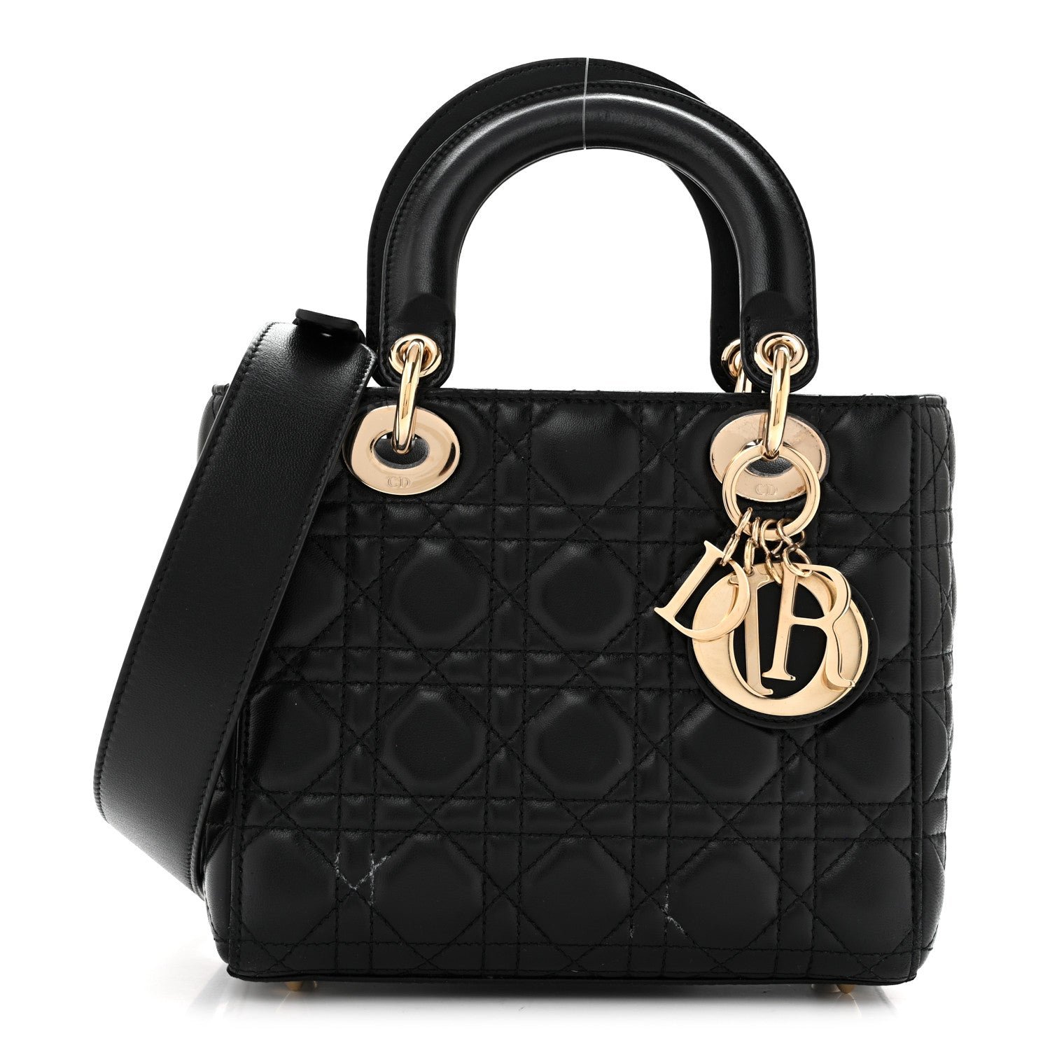 Christian Dior Lambskin Cannage Small My ABCDior Lady Dior Black