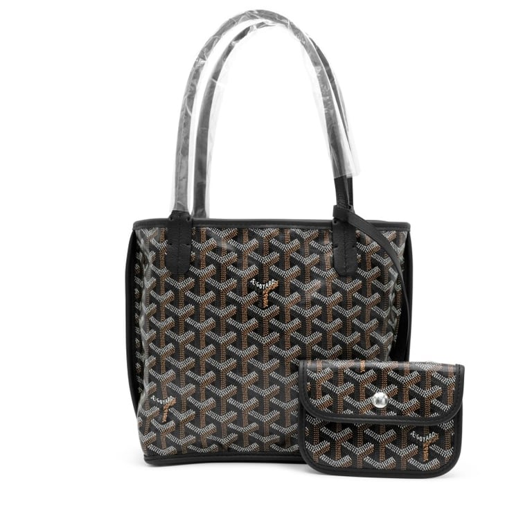 Goyard Black Goyardine Canvas and Chevroches Calfskin Anjou Mini Bag