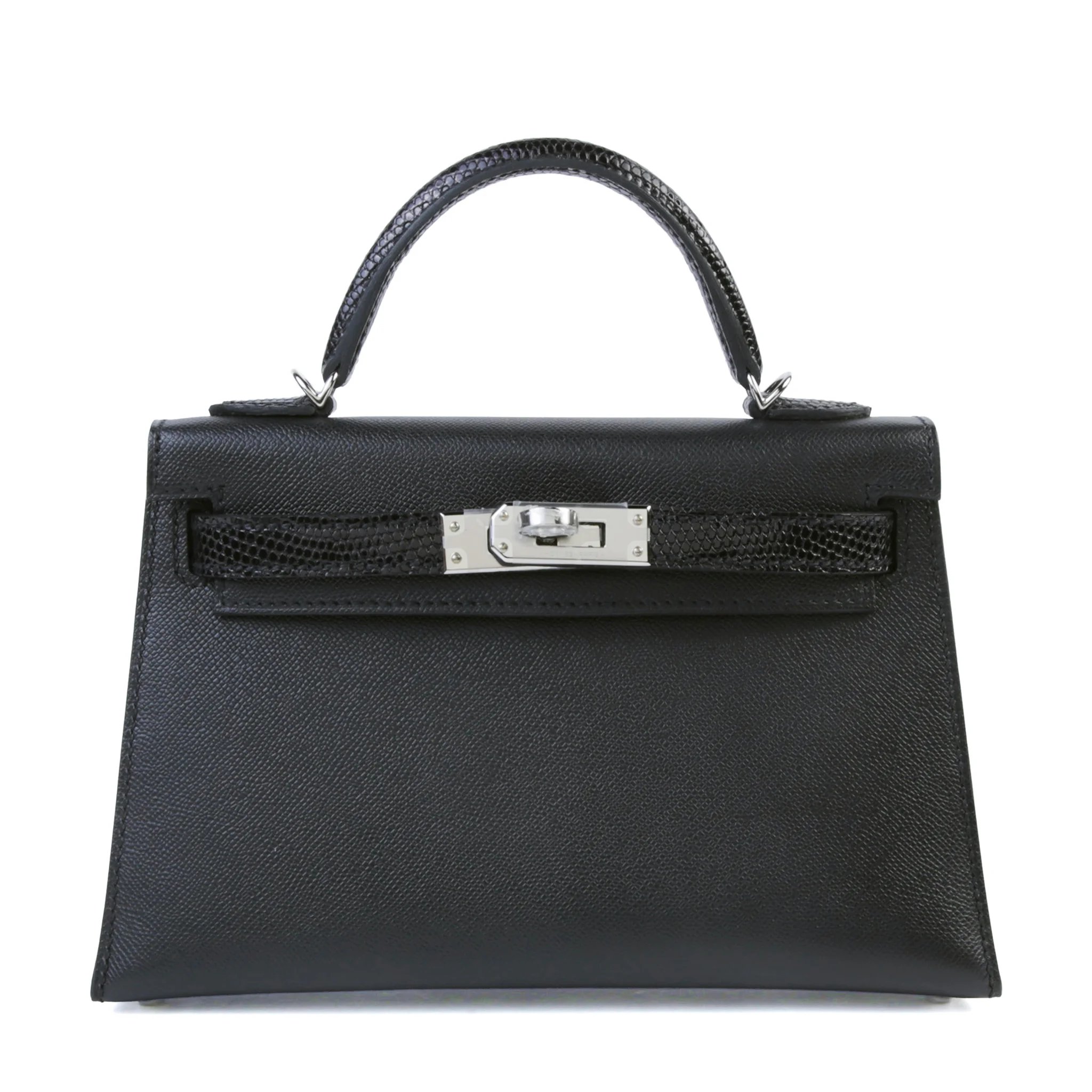 Unused ( Rank NS ) HERMÈS Mini Kelly II Touch Noir (89) Madame Lizard Palladium hardware W (2024)