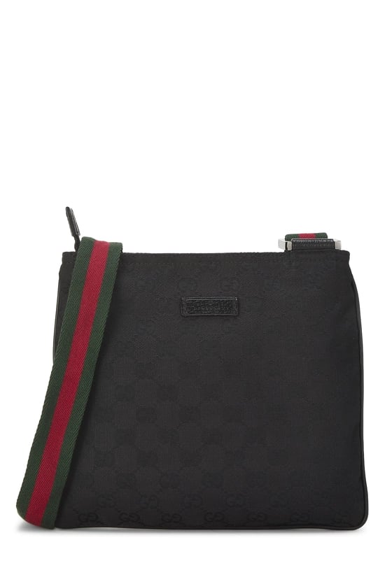 Black GG Canvas Web Strap Messenger Small