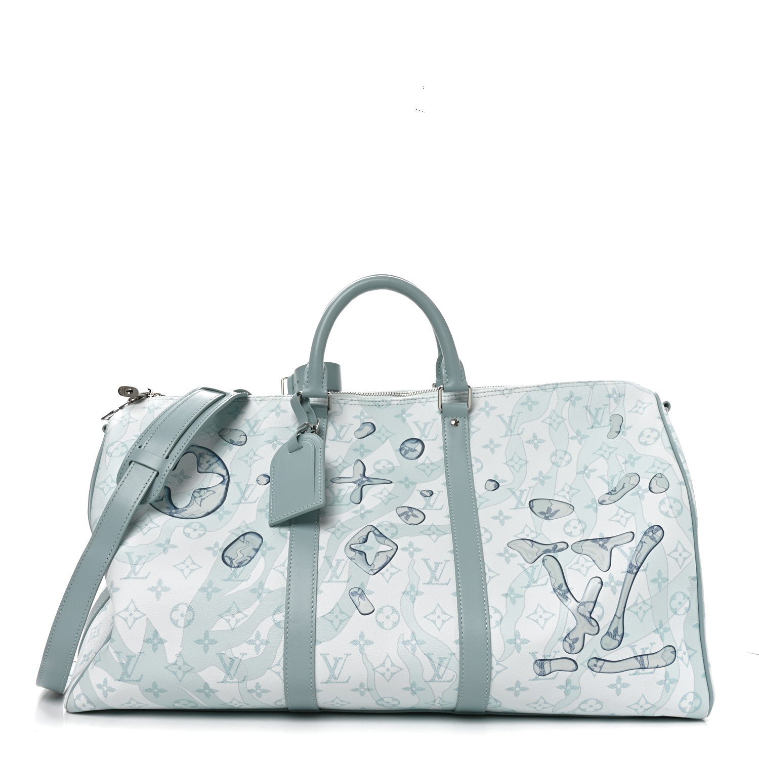 Louis Vuitton Monogram Aquagarden Keepall Bandouliere 50 Crystal Blue Crystal Blue