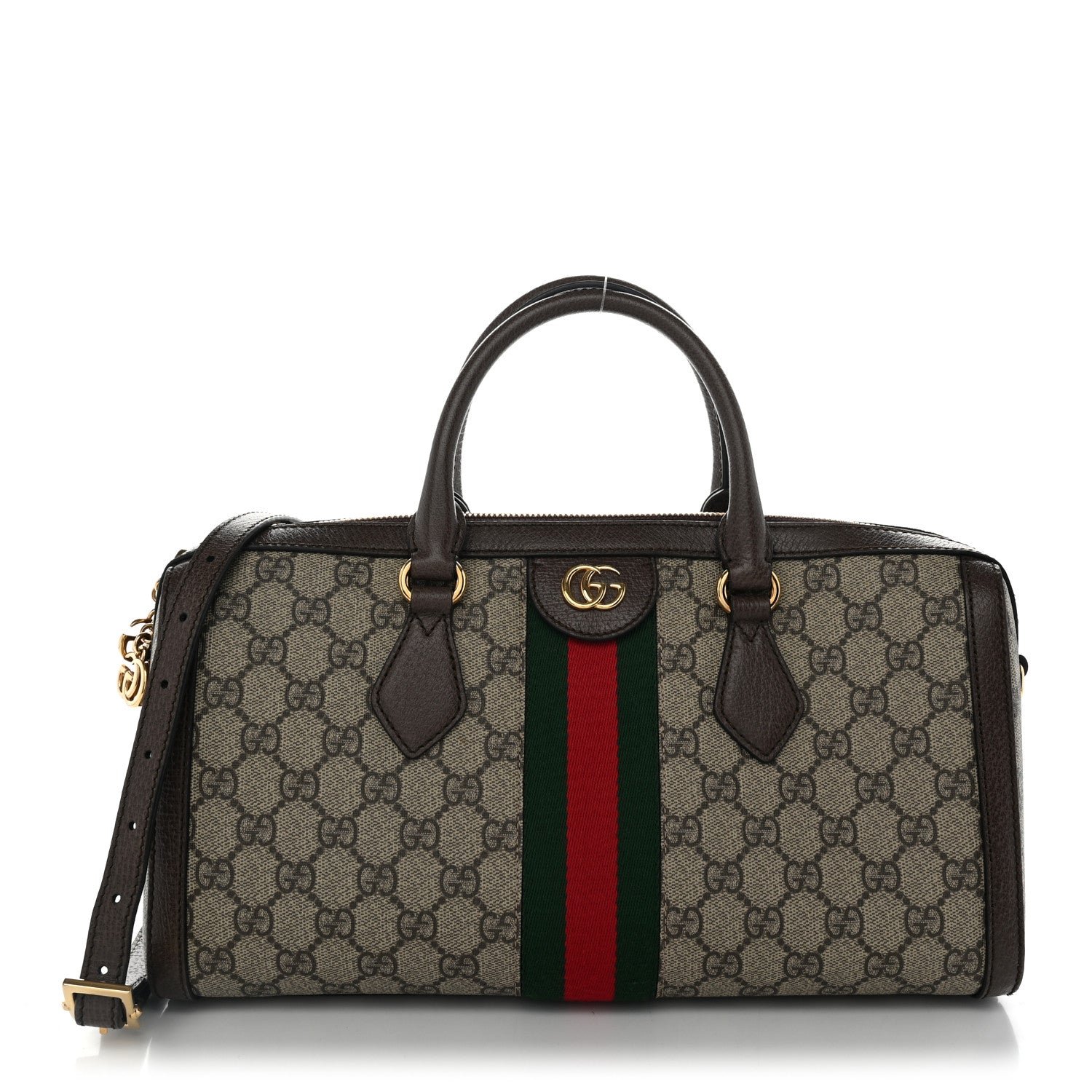 Gucci GG Supreme Monogram Web Medium Ophidia Boston Brown