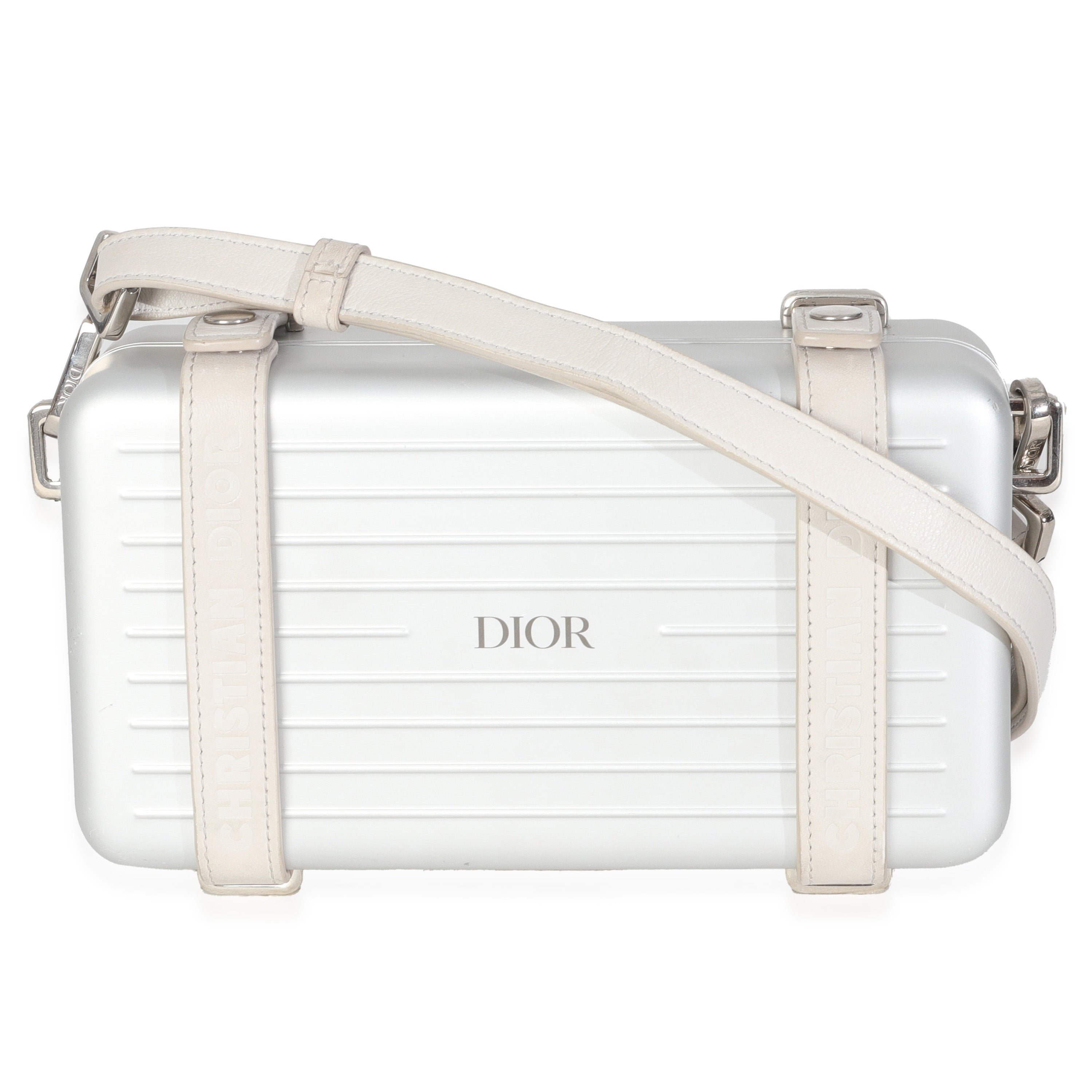 Dior x RIMOWA Silver Aluminum Personal Clutch On Strap
