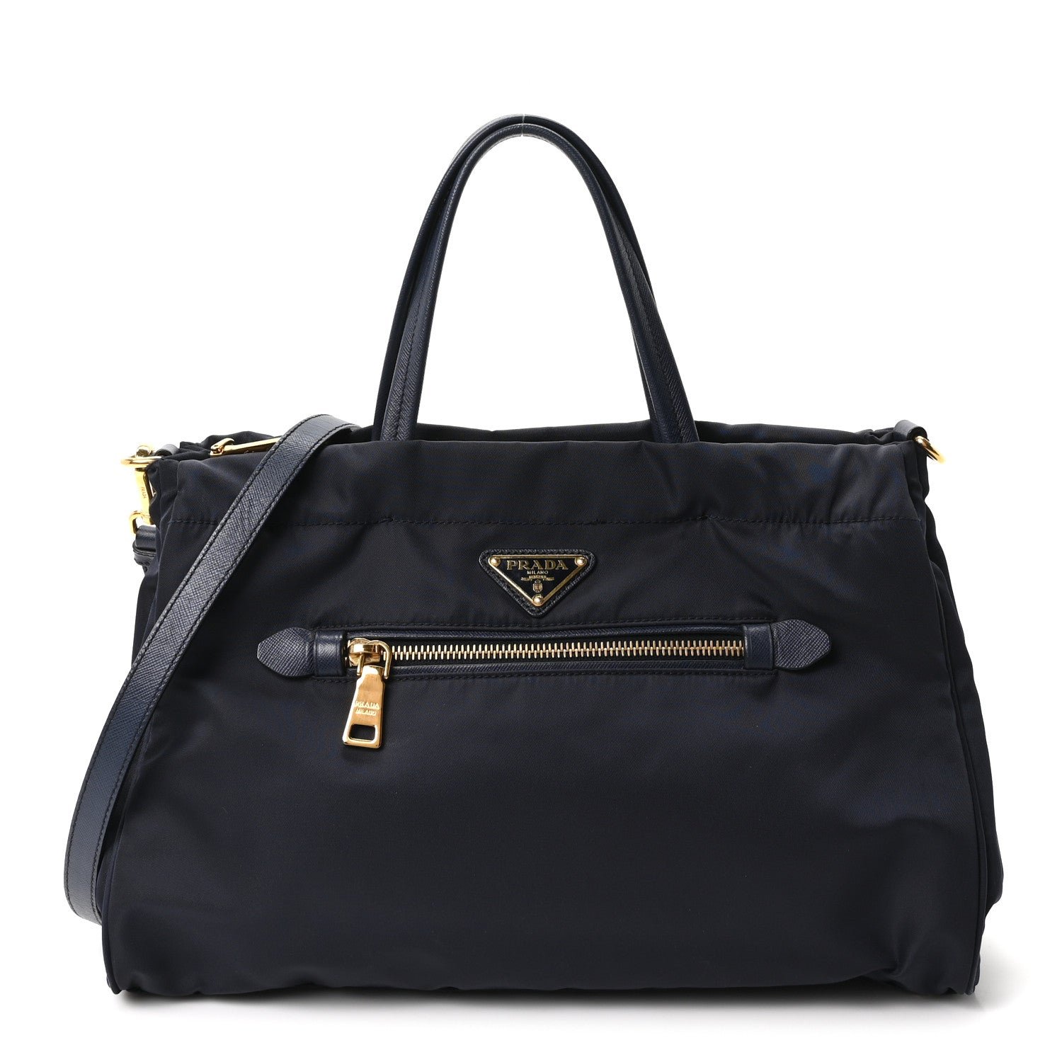 Prada Tessuto Nylon Saffiano Vela Tote Bleu