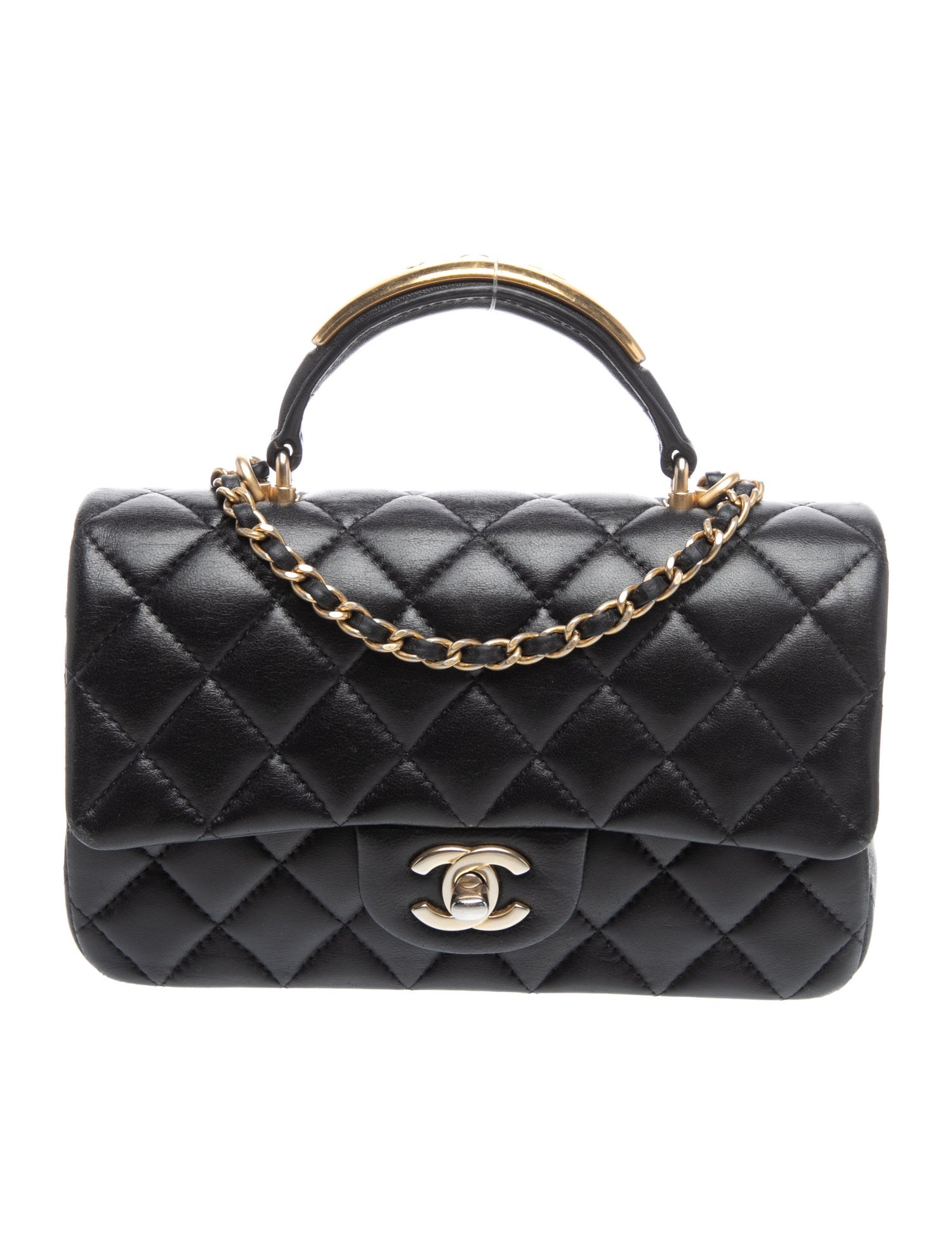 Rectangular Mini Metal Top Handle Flap Bag