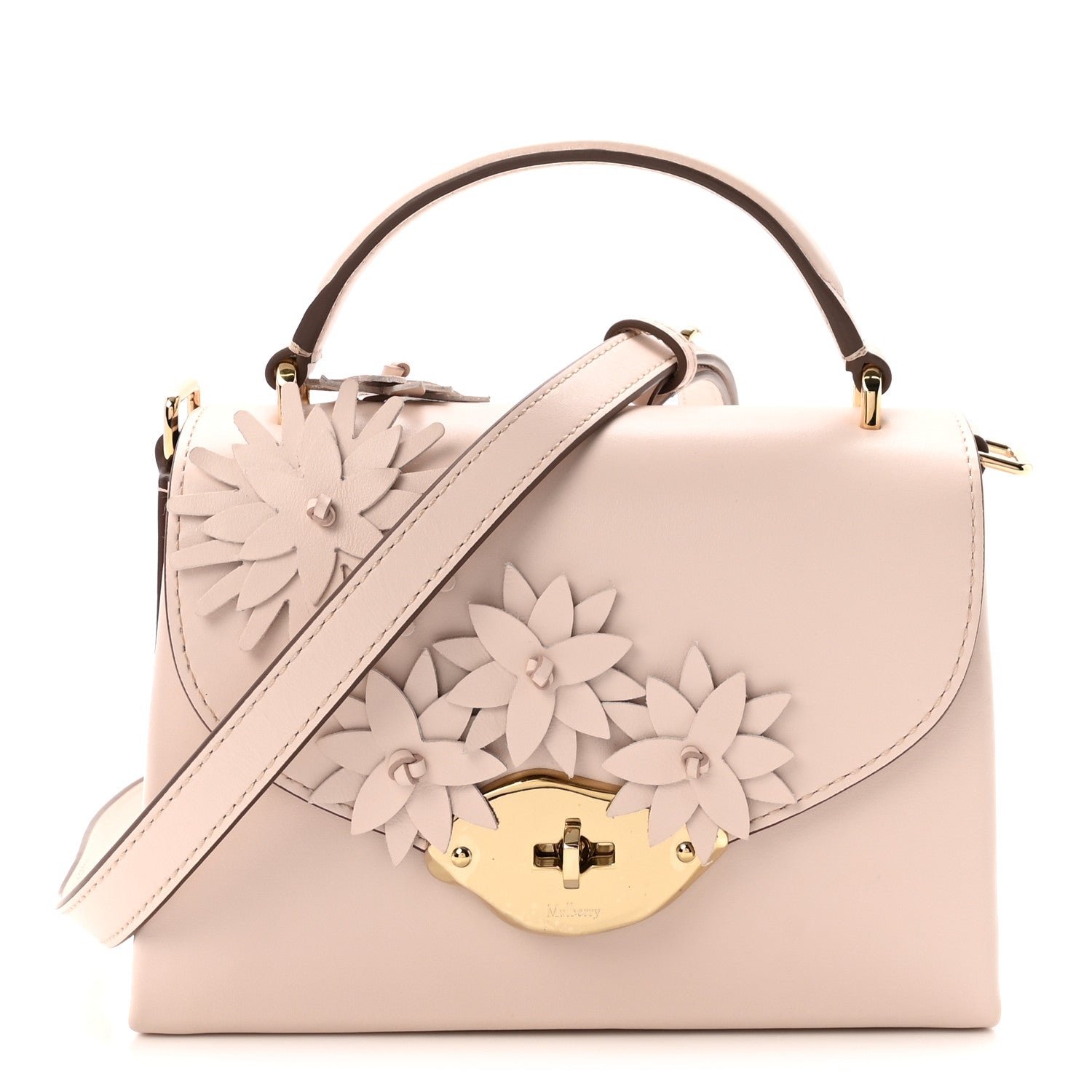 Mulberry High Gloss Calfskin Flowers Lana Small Top Handle Blossom Pink