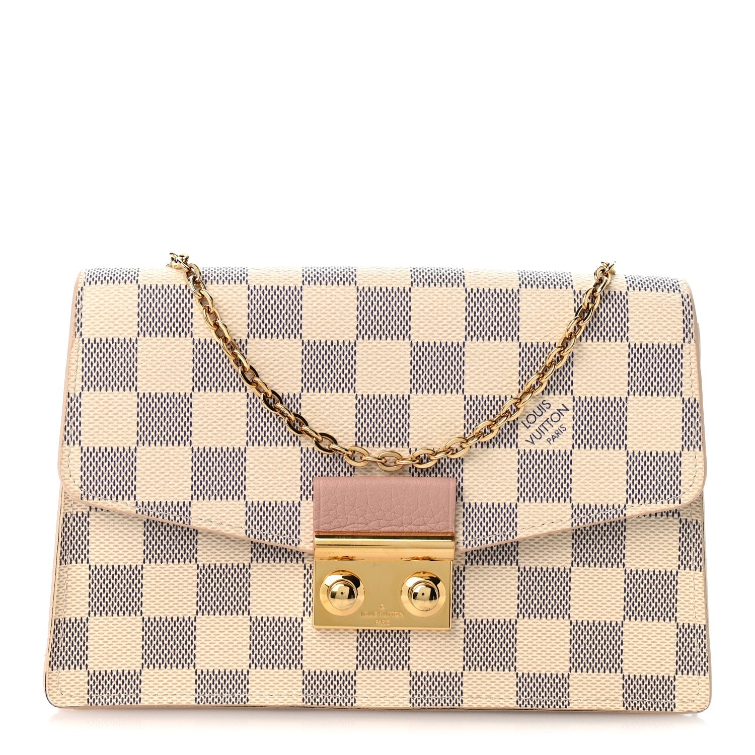 Louis Vuitton Damier Azur Croisette Chain Wallet Rose Ballerine