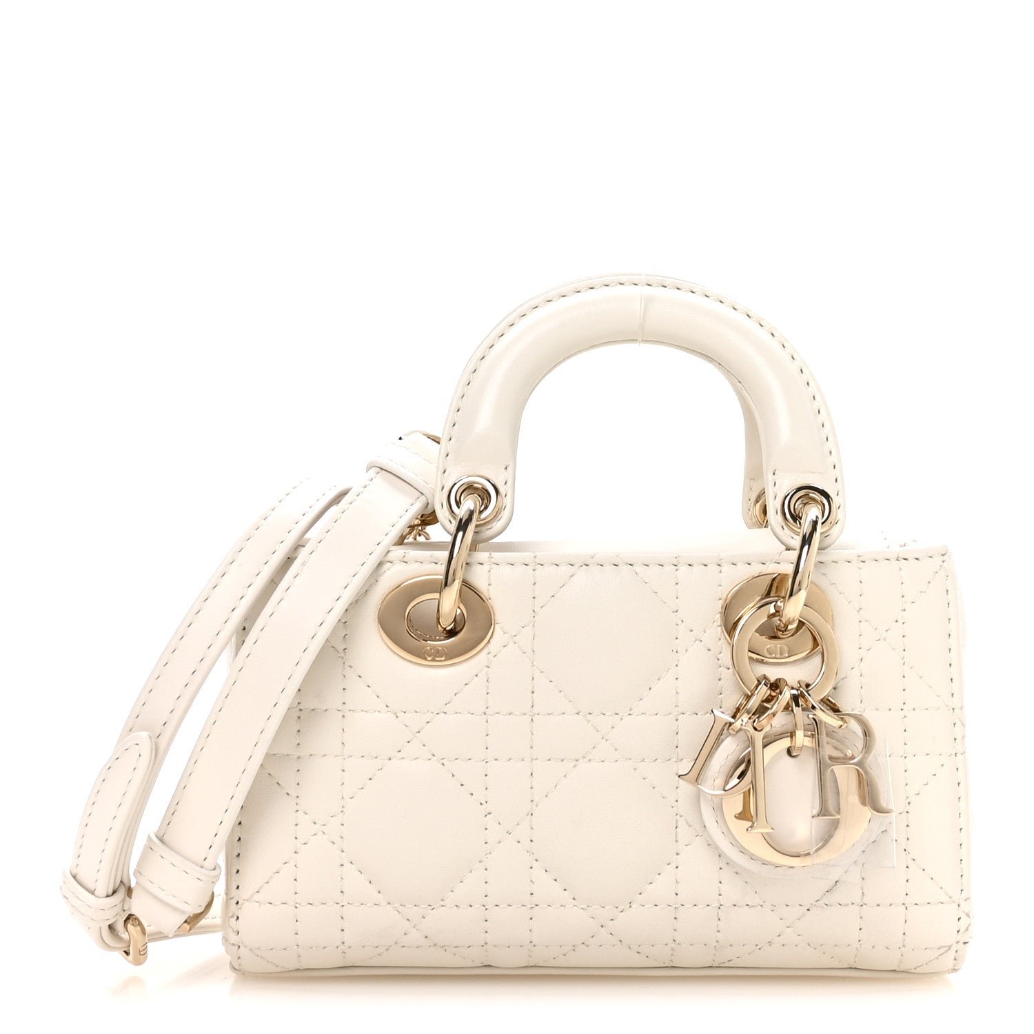 Christian Dior Lambskin Cannage Micro Lady D-Joy Latte