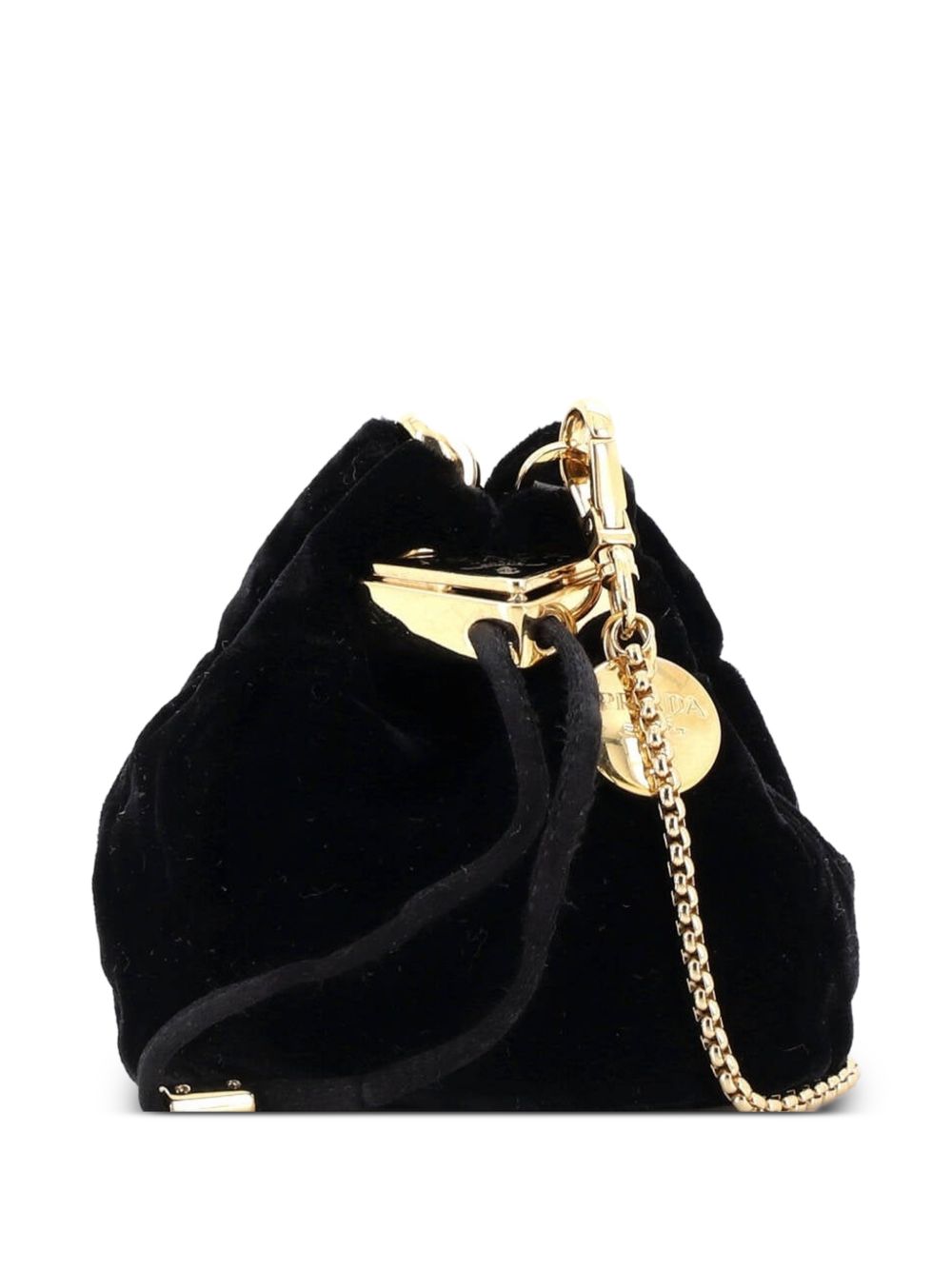 Triangle Logo Drawstring Pouch Velvet Mini bucket bag