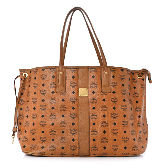 MCM Visetos Large Liz Reversible Shopper Tote Cognac