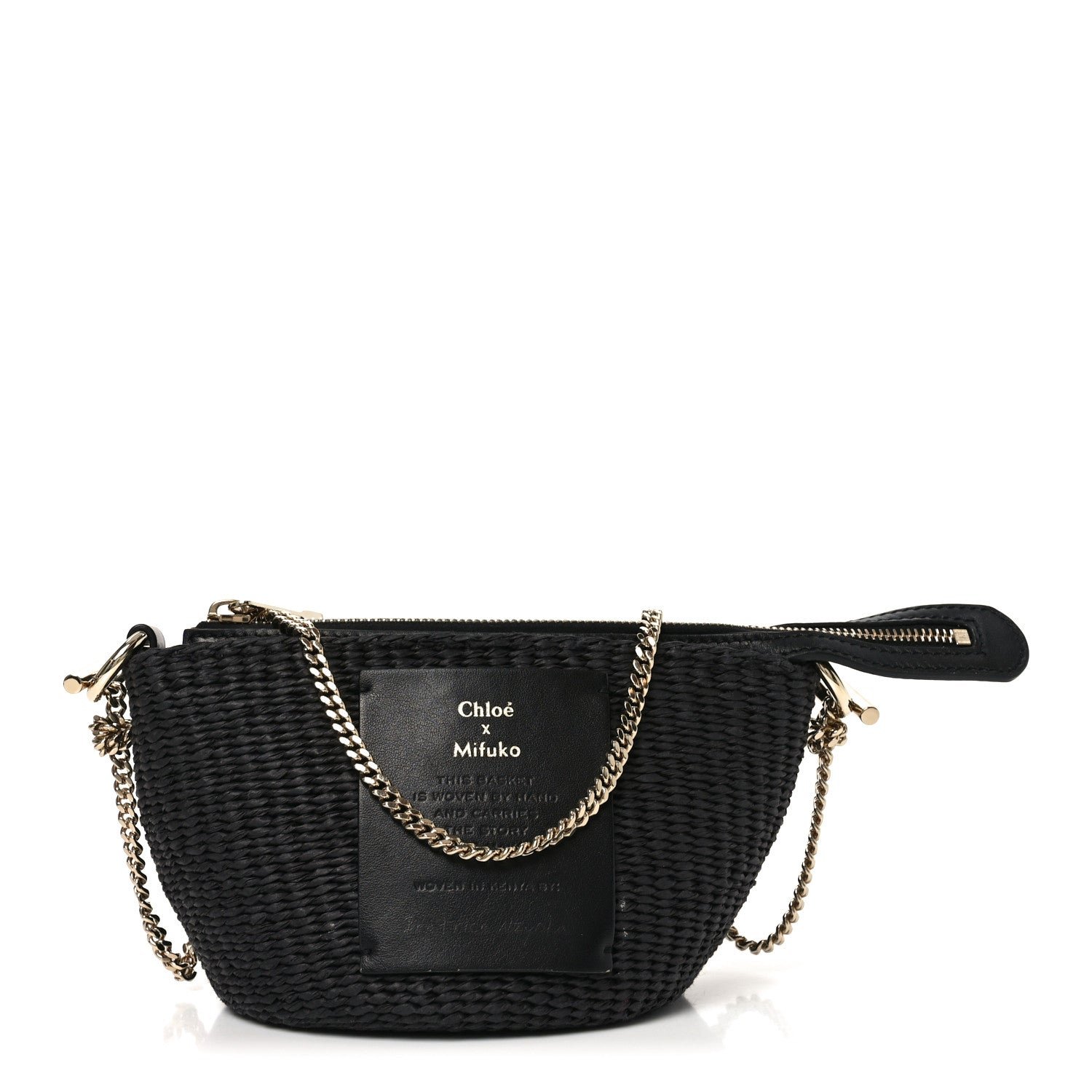 Chloe Chloe X MIFUKO Raffia Calfskin Mini Chain Basket Black