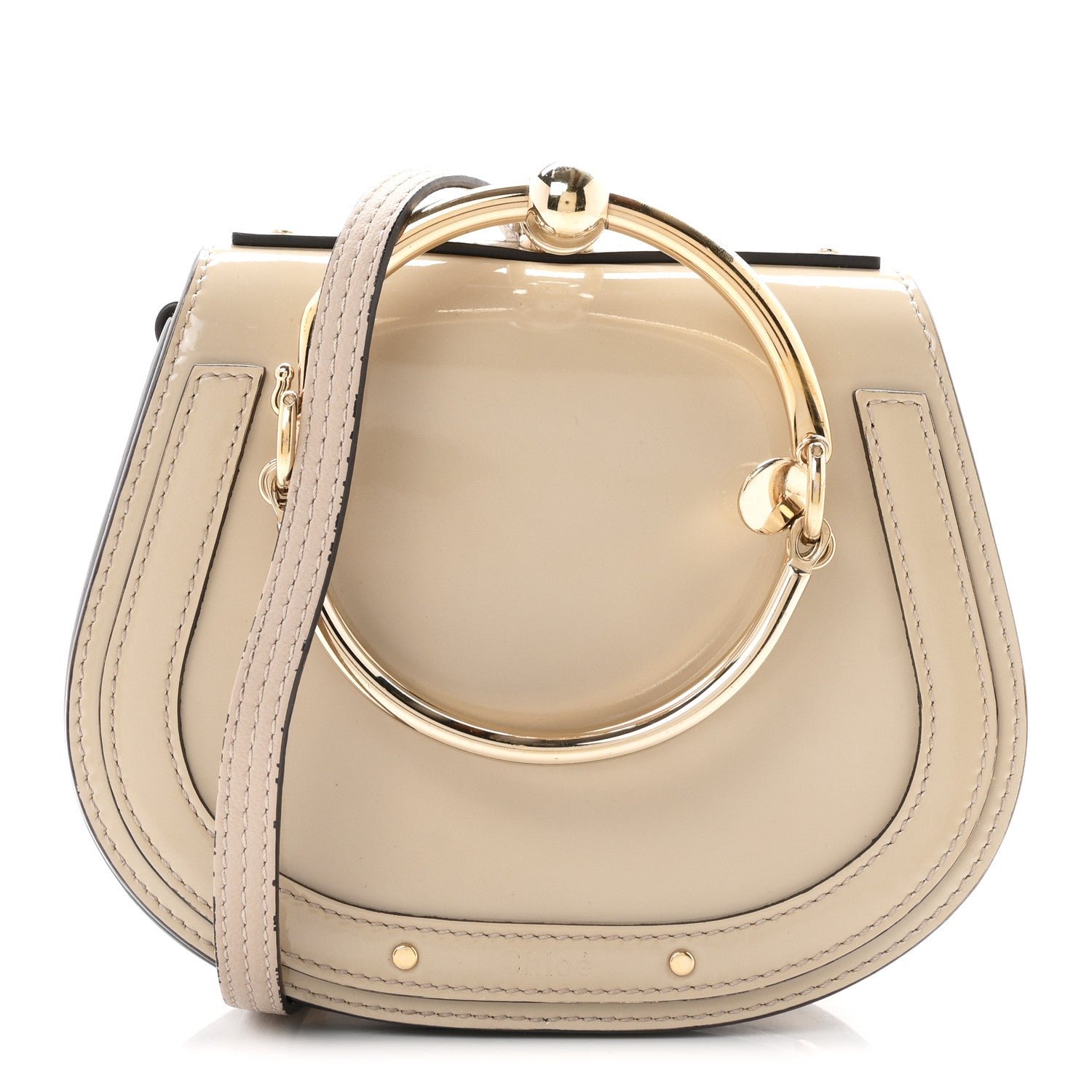 Chloe Patent Suede Small Nile Bracelet Bag Off White