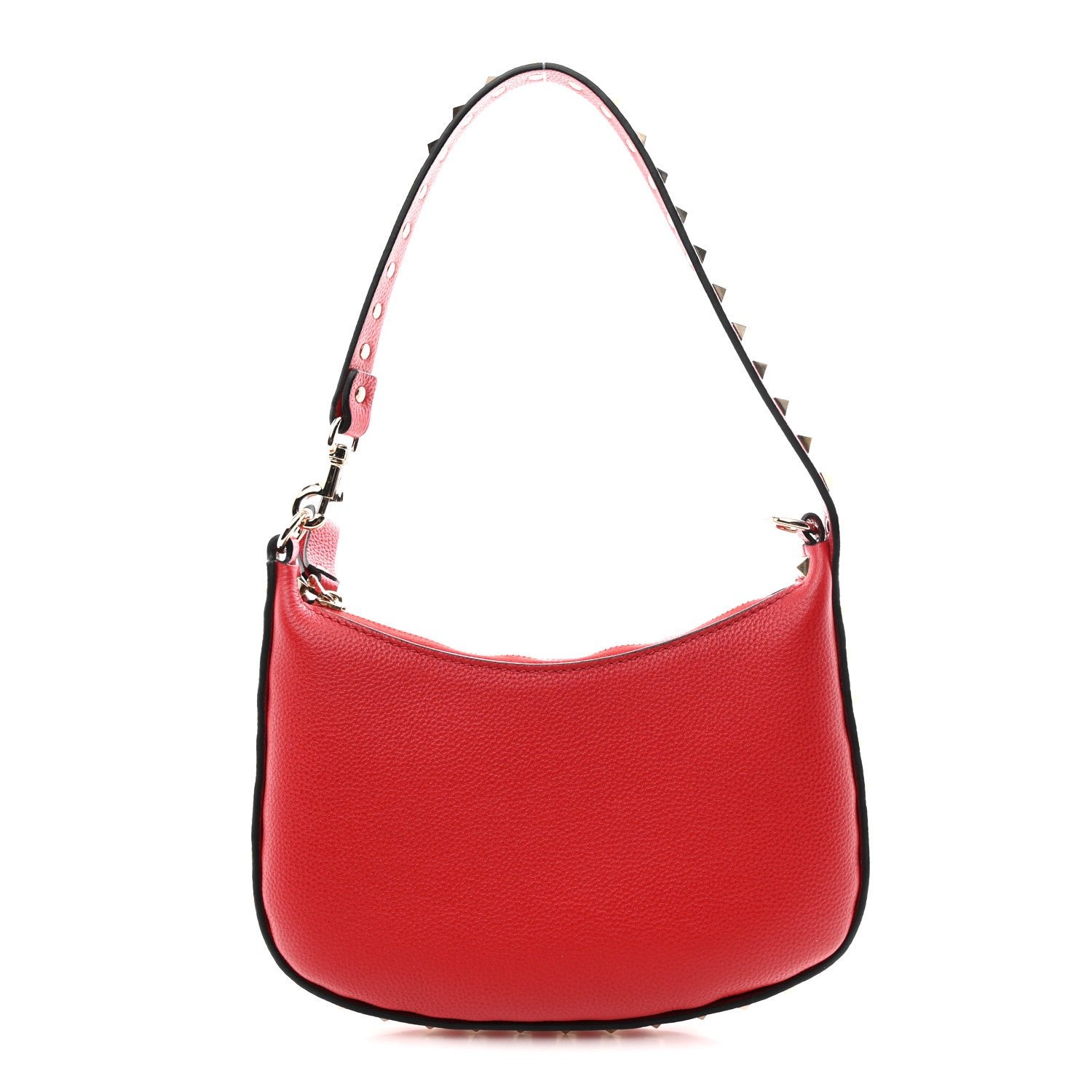 Valentino Garavani Valentino Garavani Grainy Calfskin Rockstud Mini Hobo Red