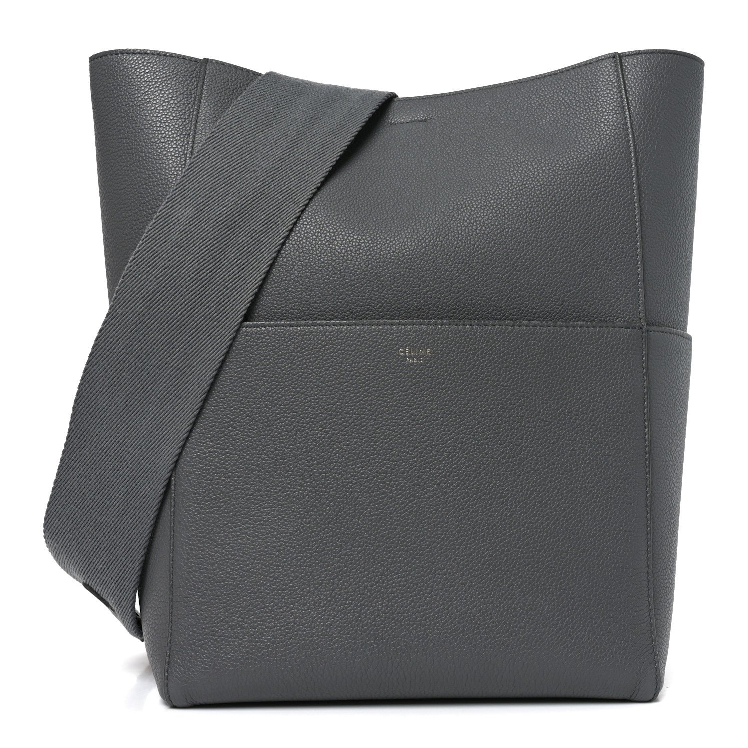 Celine Celine Soft Grained Calfskin Sangle Bucket Bag Grey