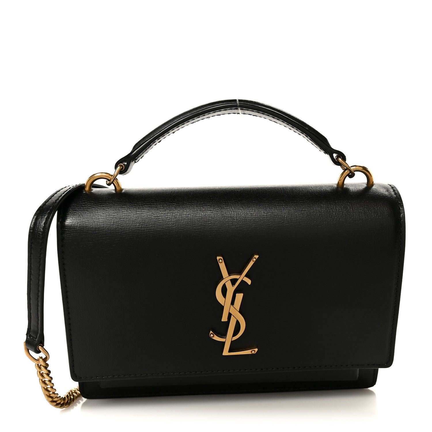 Saint Laurent Calfskin Monogram Sunset Chain Wallet  Sunset Black