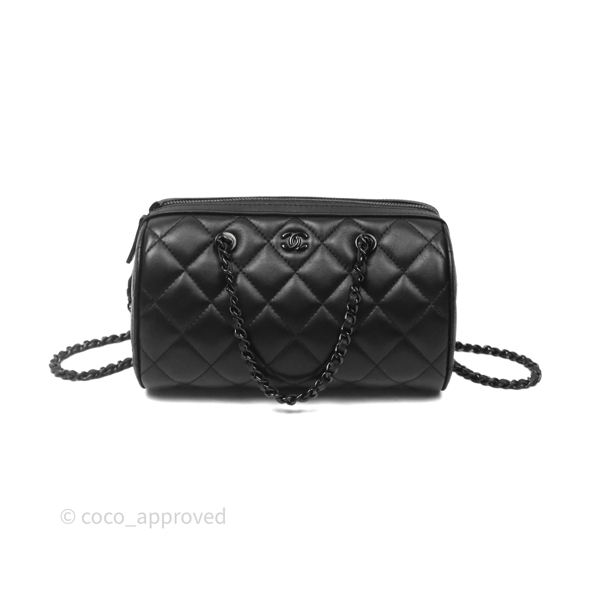 Chanel Mini Quilted Bowling Bag So Black Lambskin 25P