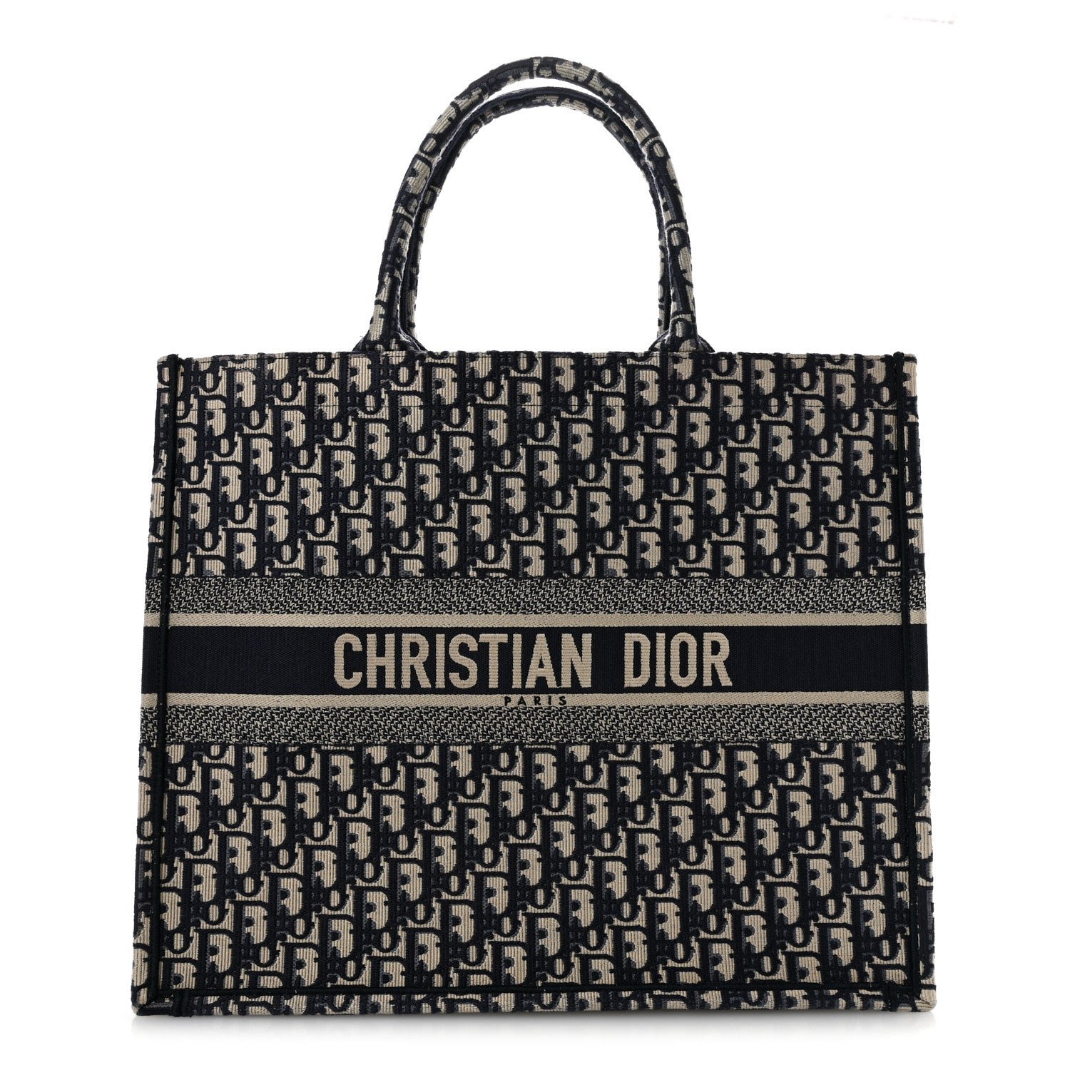 Christian Dior Oblique Large Book Tote Blue Multicolor