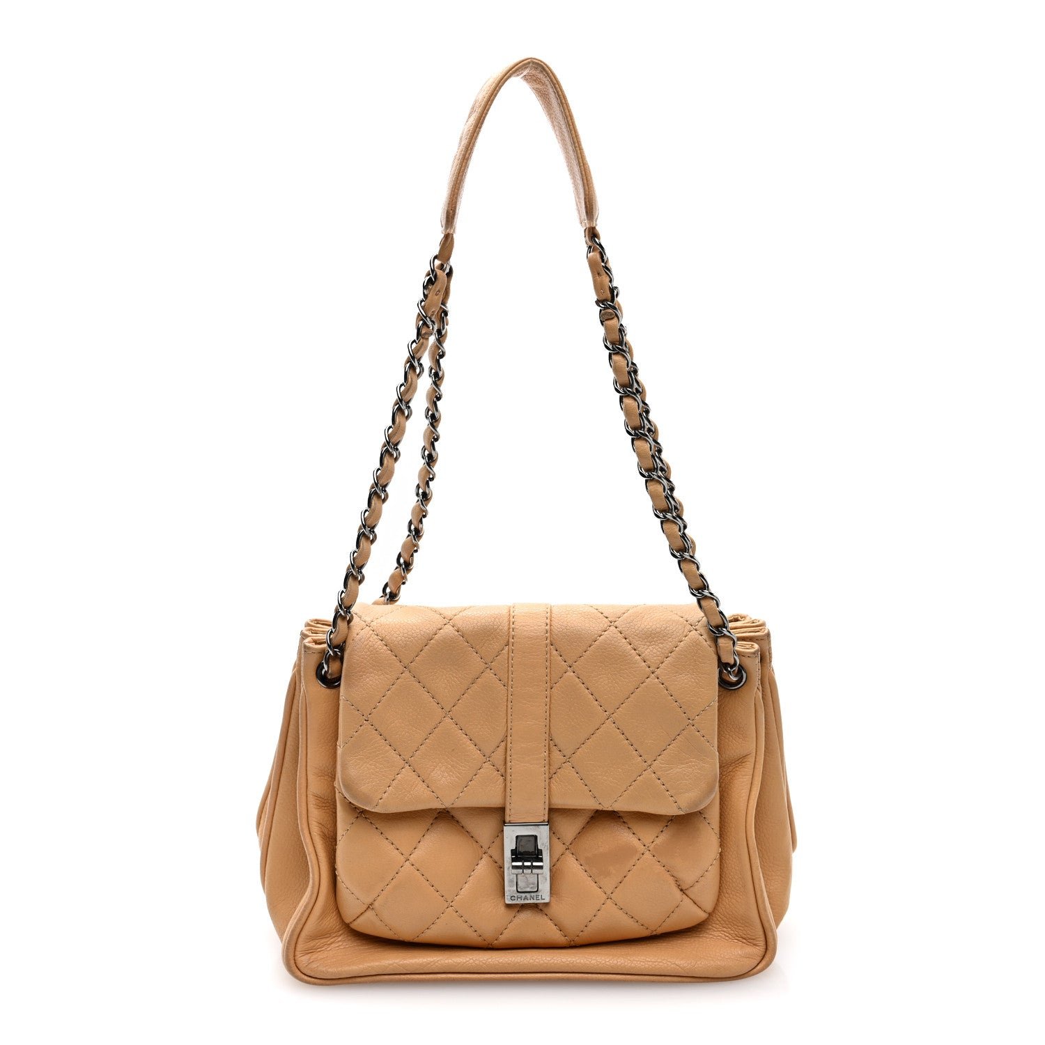 Chanel Caviar Quilted Accordion Mademoiselle Flap Beige