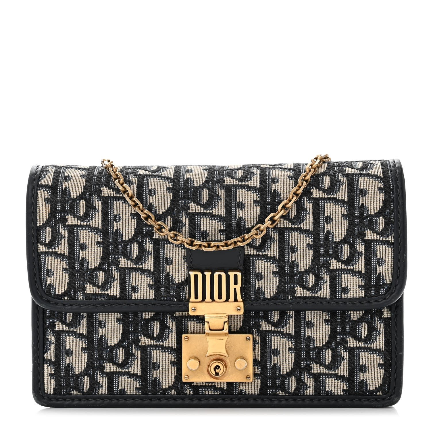 Dior Oblique DiorAddict Wallet On Chain Clutch Navy Blue