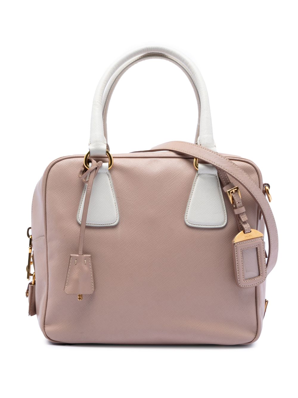 2010-2026 Small Bicolor Saffiano Square Bauletto satchel