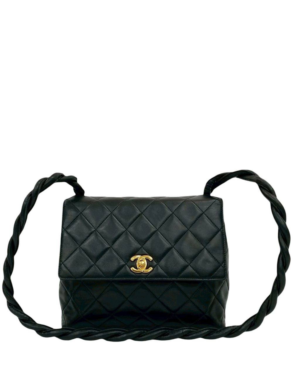 1996-1997 CC Quilted Lambskin Braided Handle Flap crossbody bag