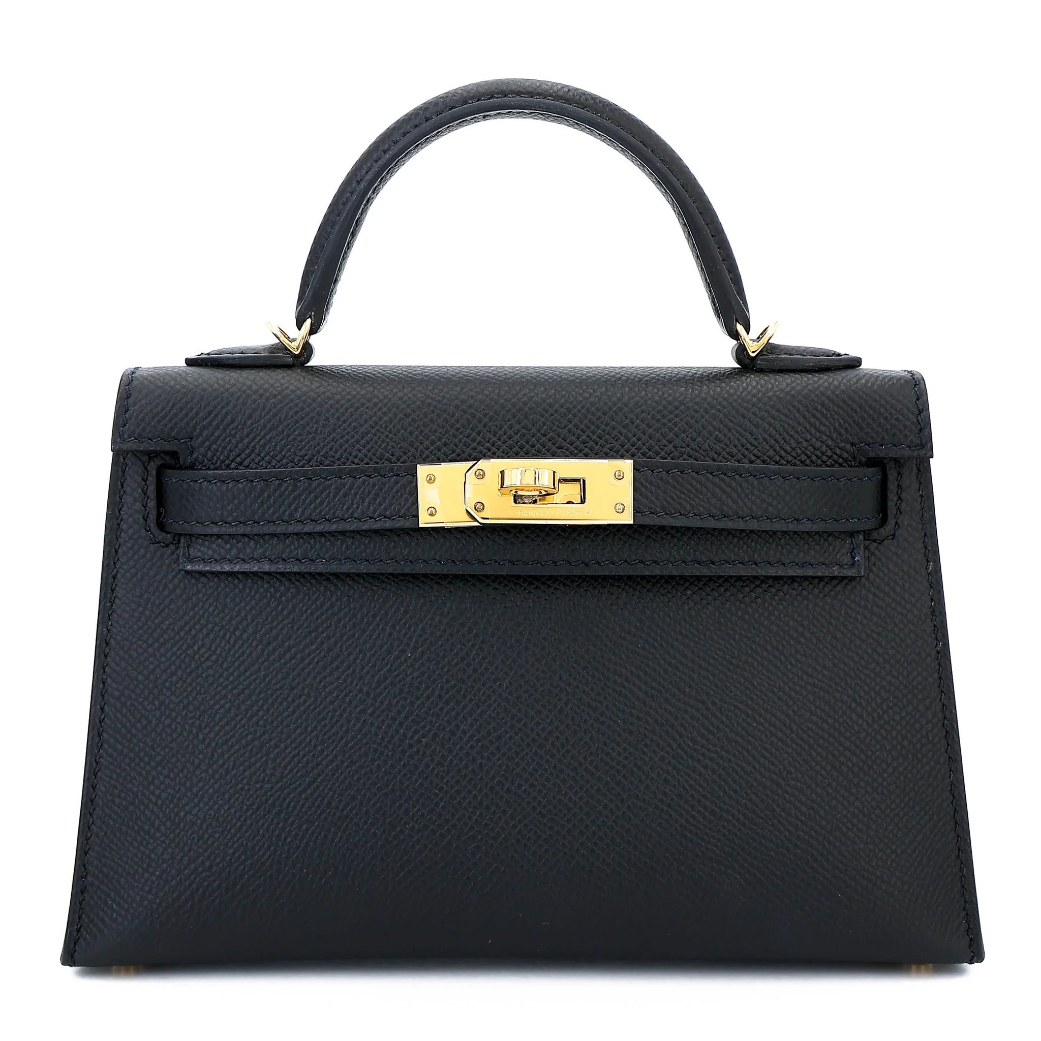 Unused ( Rank NS ) HERMÈS Mini Kelly II Noir (89) Epsom Gold hardware Y (2020)