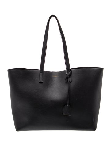 Leather North/South Shopping Tote