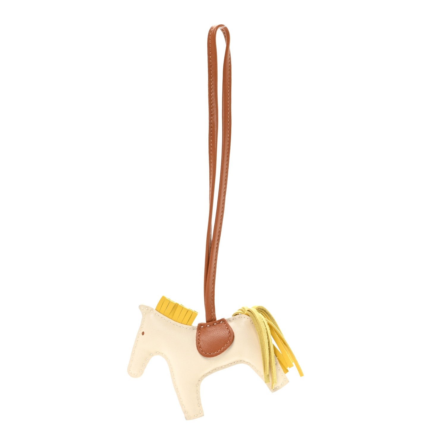 Hermes Milo Lambskin Grigri Rodeo Horse Bag Charm PM Craie Gold Jaune De Naples