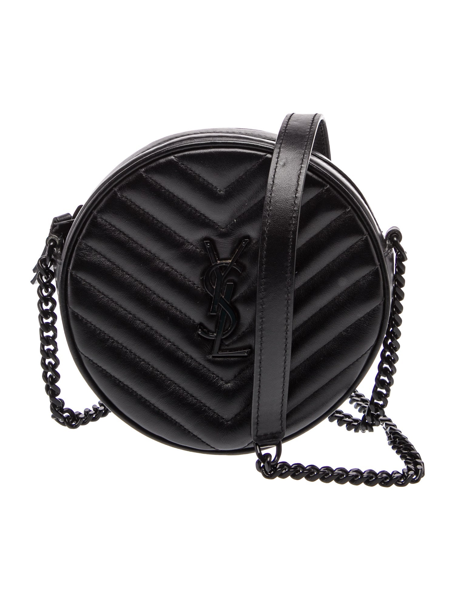 Chevron Monogram Vinyle Round Crossbody Bag