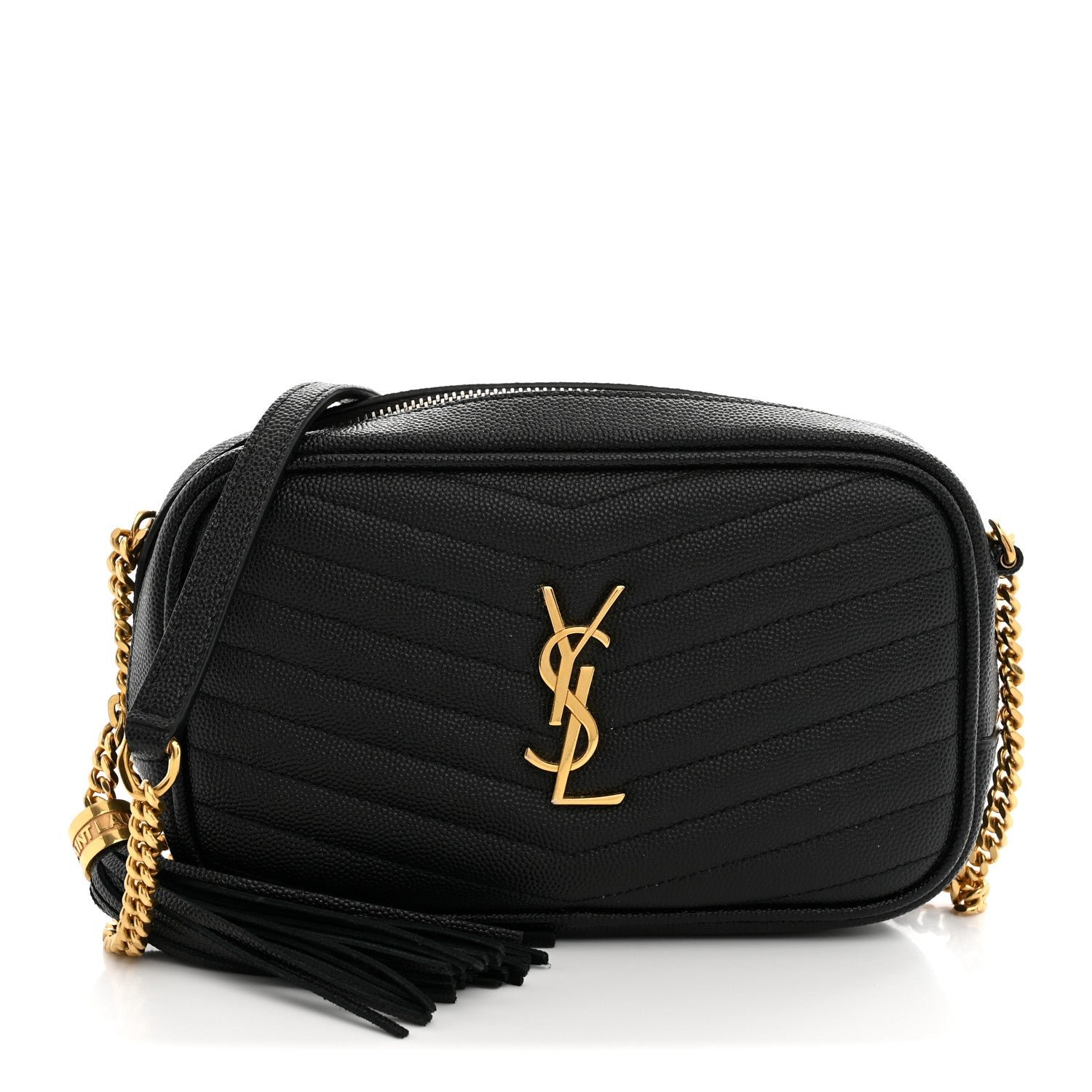 Saint Laurent Grain De Poudre Matelasse Monogram Mini Lou Camera Bag Black