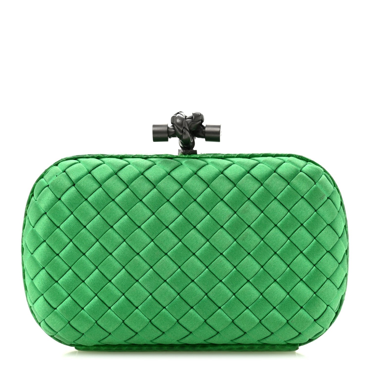 Bottega Veneta Satin Intreccio Impero Ayers Knot Clutch Parakeet