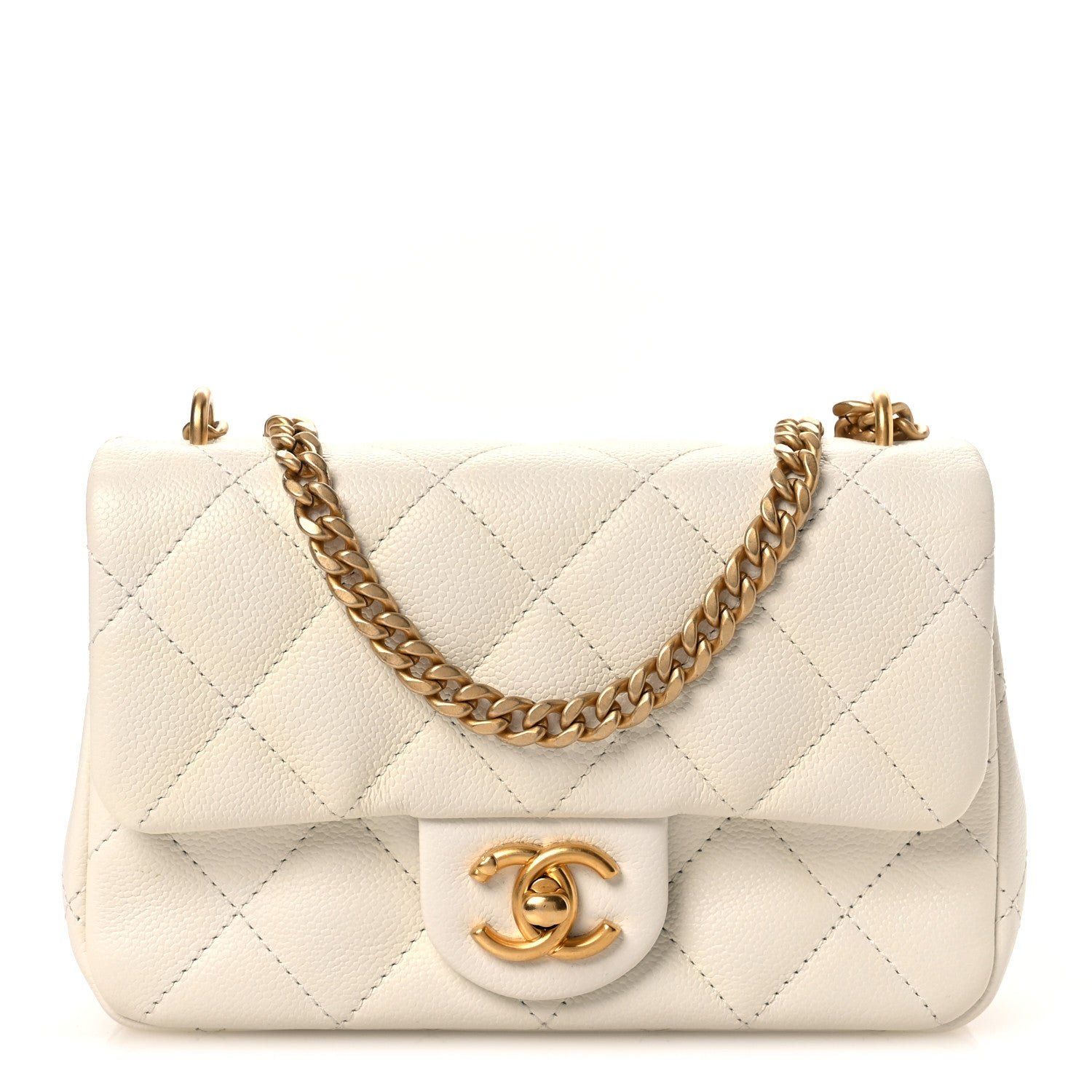 Chanel Caviar Quilted Mini Sweetheart Rectangular Flap White