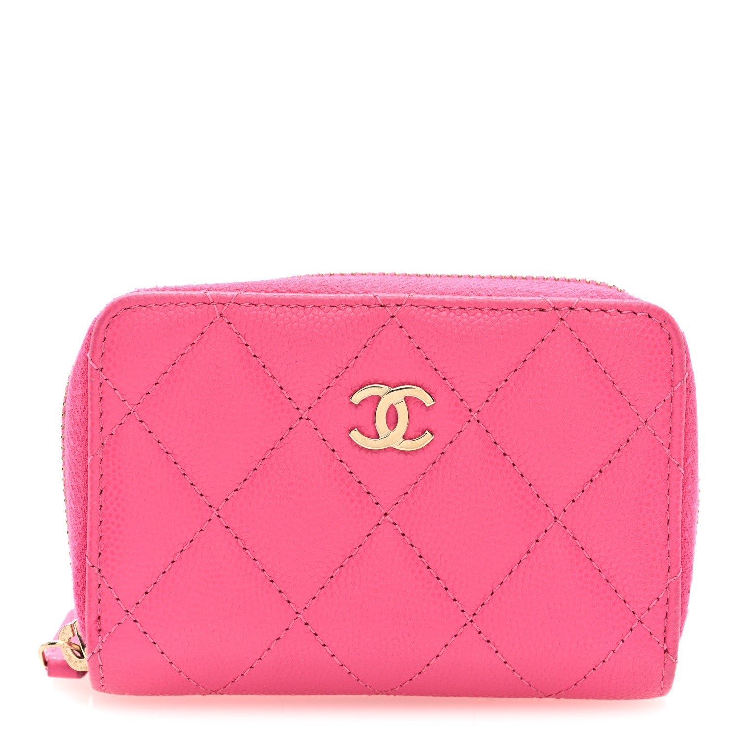 Chanel Caviar Quilted Zip Around Coin Purse Pink