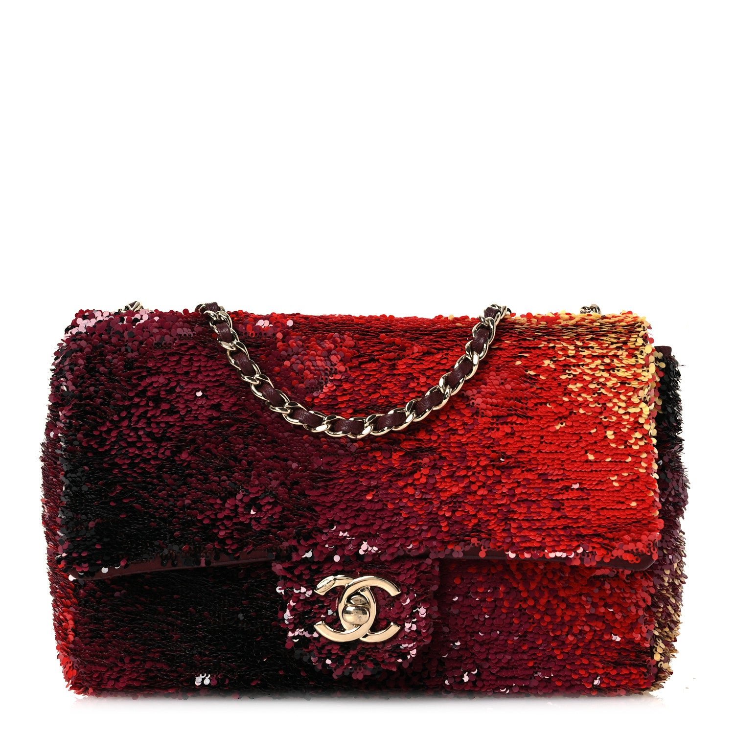 Chanel Shaded Sequins Mini Flap Black Burgundy Red Yellow
