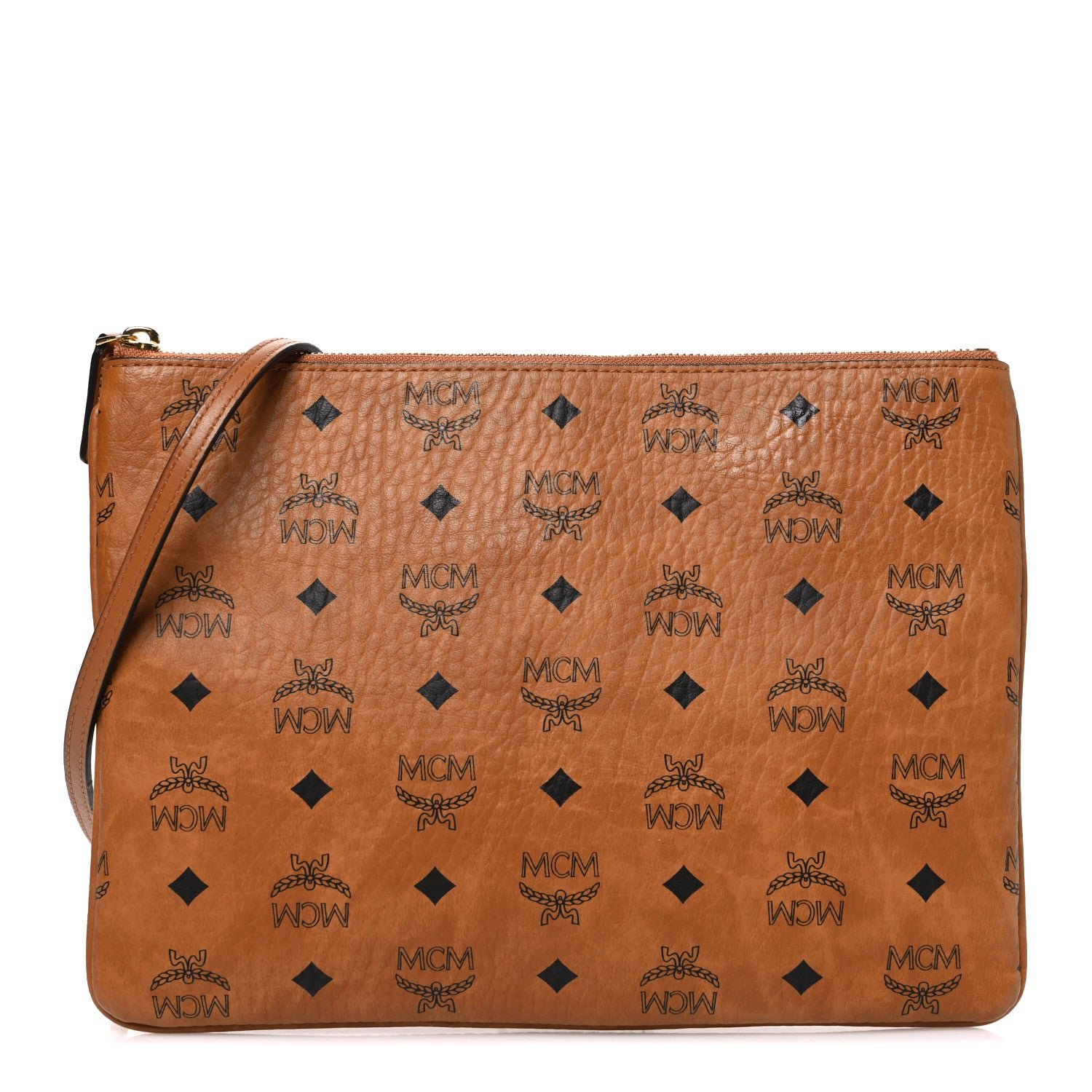 MCM Visetos Original Medium Pouch Cognac