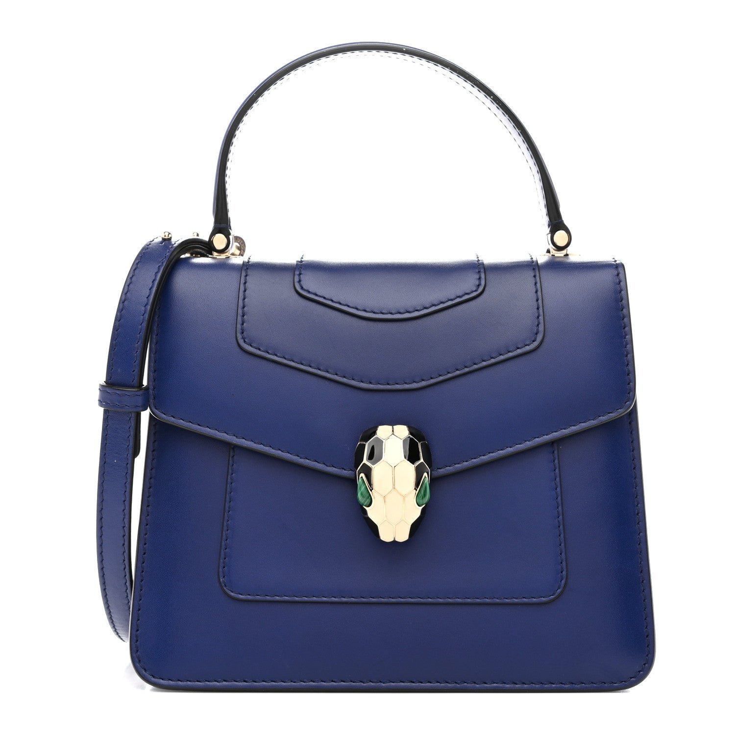 Bulgari Calfskin Serpenti Forever Top Handle Blue
