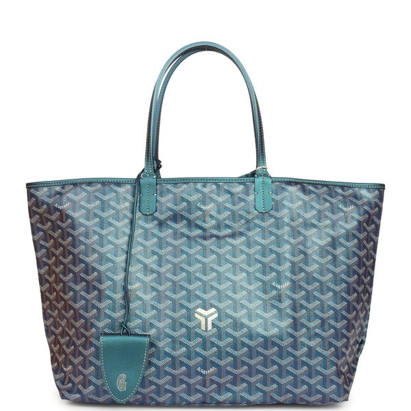 Goyard Goyardine Pearly Blue Saint Louis PM Tote Bag Palladium Hardware