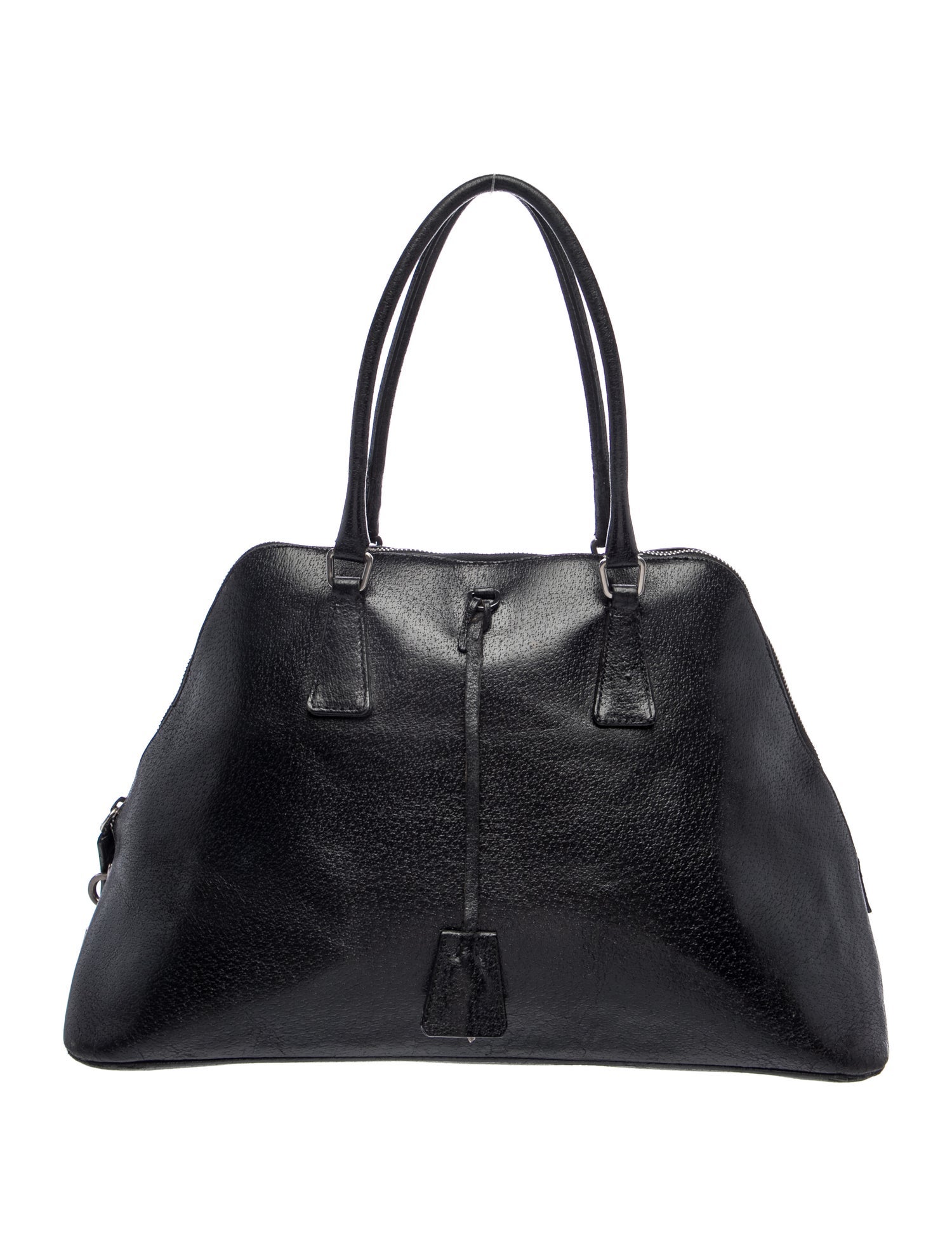Enameled Metal Triangle Top Handle Bag
