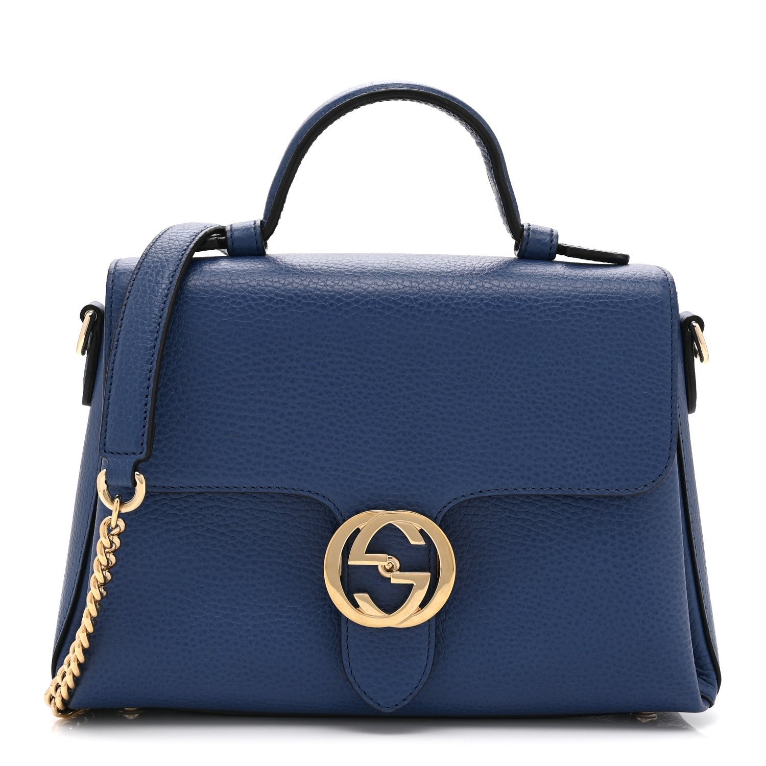 Gucci Dollar Calfskin Interlocking G Top Handle Shoulder Bag Caspian