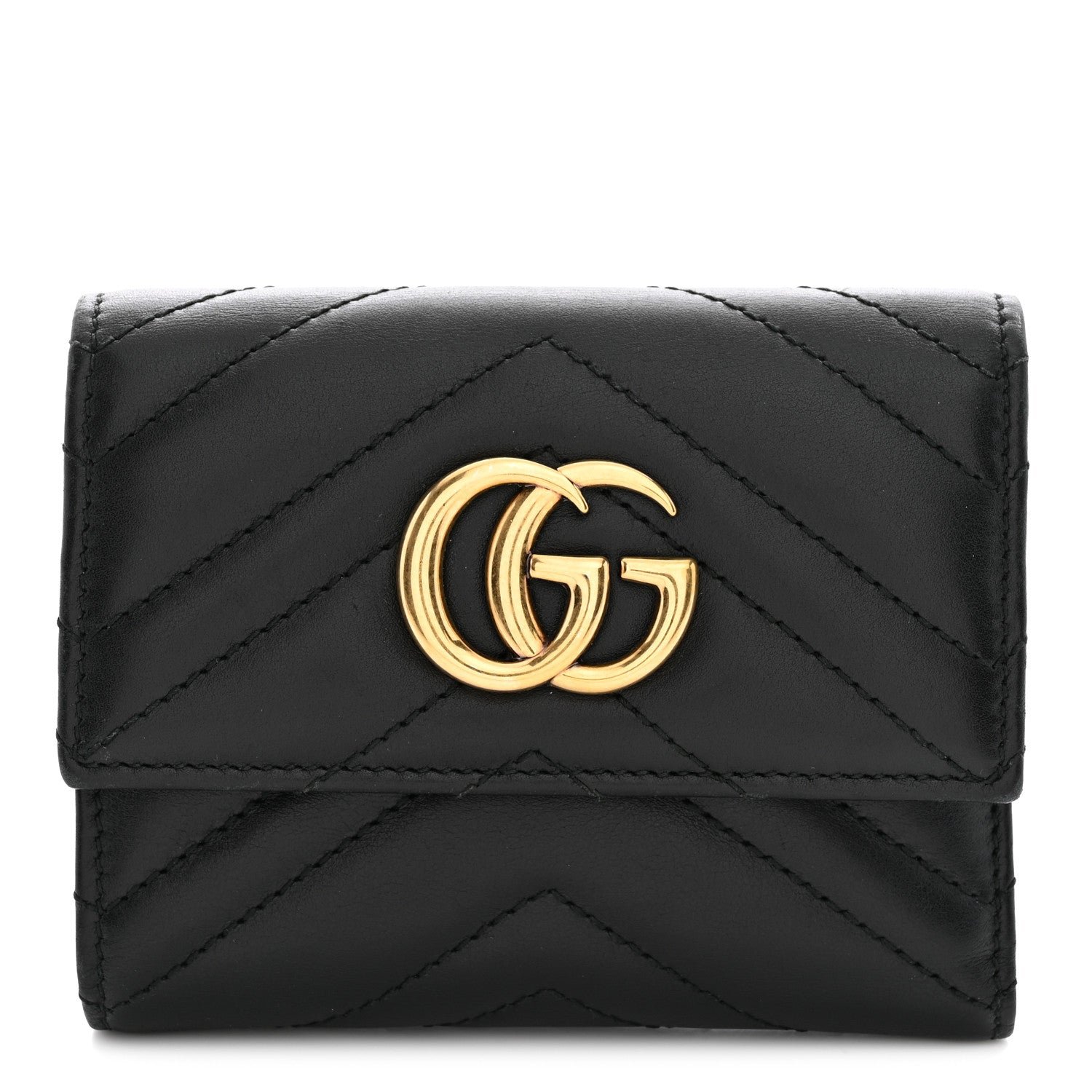 Gucci Calfskin Matelasse GG Marmont Wallet Black Black